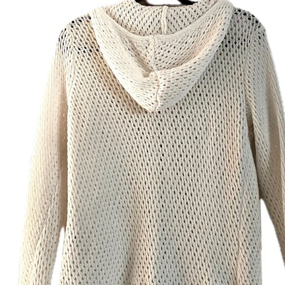 Artelier Nicole Miller Crochet Knit Zipper Hoodie Off-White Wms Sz M NWT - Picture 2 of 8